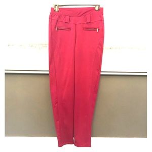 Magenta Leggings with Gold Zippers